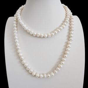 Infinity pearl necklace honeymoon pearls ringed pearls creamy white  A0378 Q7